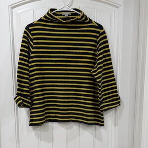 Pure Collection Navy and Yellow Striped Top